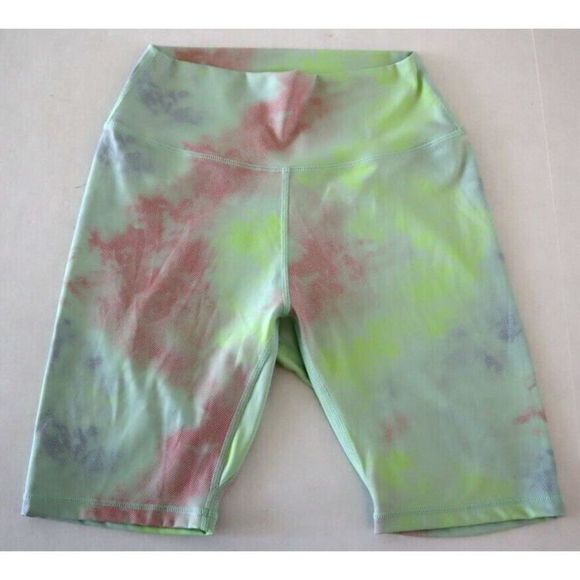 Zyia Active Women's Sz M Green Multicolor Stretch Running Biker Shorts - Picture 1 of 6